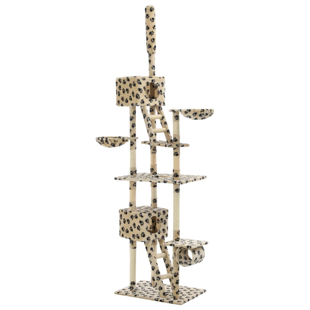Kissan Kiipeilypuu Sisal-Pylväillä Tassunjäljet Beige