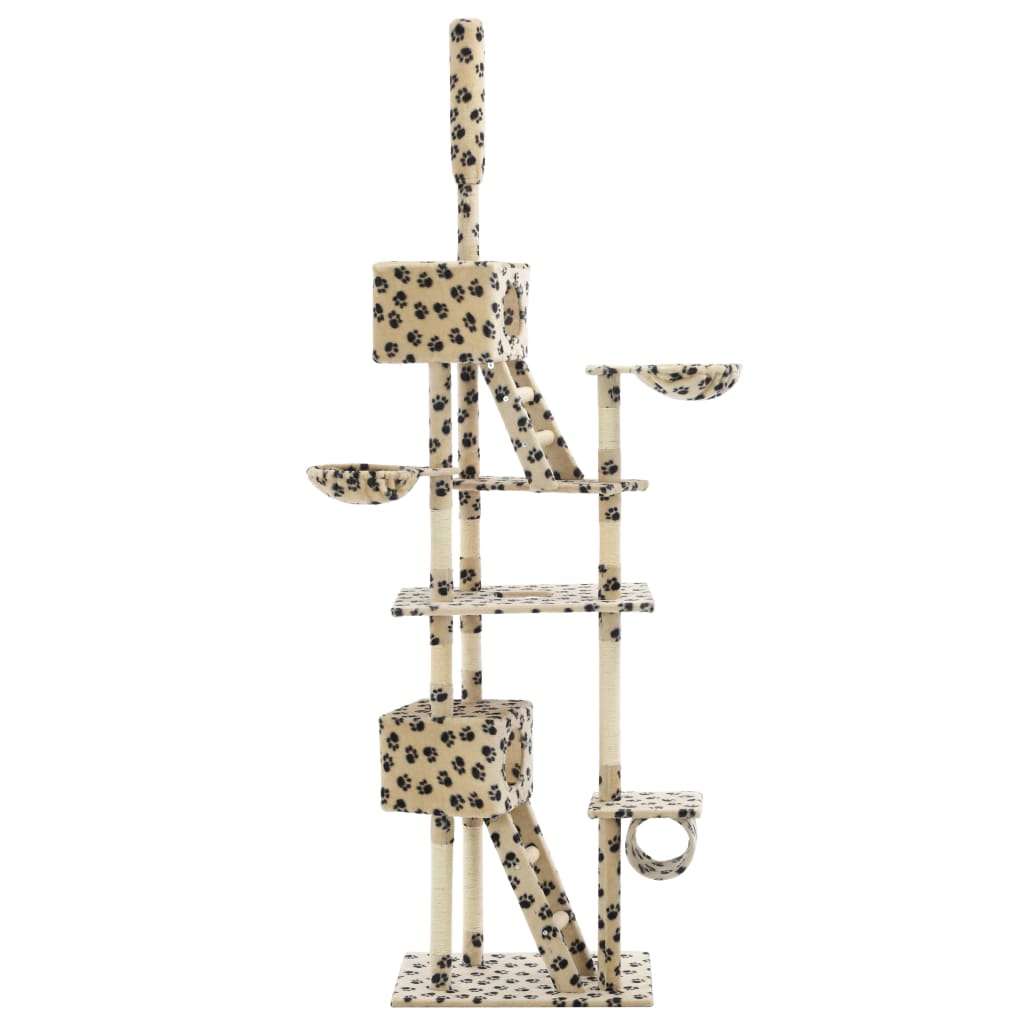 Kissan Kiipeilypuu Sisal-Pylväillä Tassunjäljet Beige