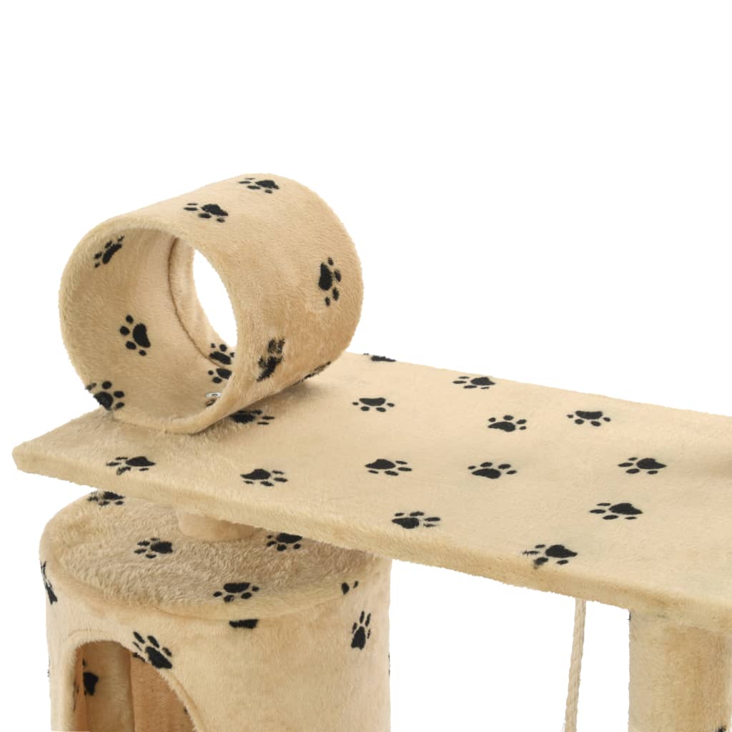 Kissan Raapimispuu Sisal-Pylväillä 140 Cm Tassunjäljet Beige