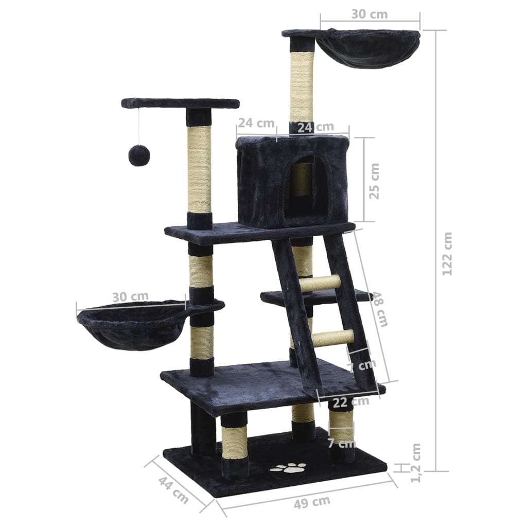 Kissan Kiipeilypuu Sisal-Pylväillä 122 Cm
