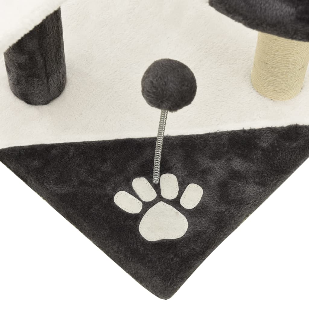 Kissan Kiipeilypuu Sisal-Pylväillä Tummanharmaa Ja Valk. 120 Cm