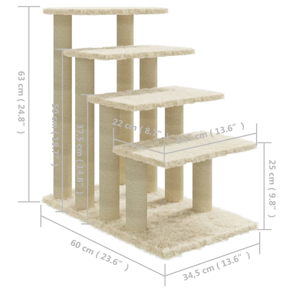 Kissan Kiipeilypuu Sisal- Raapimispylväillä 63 Cm