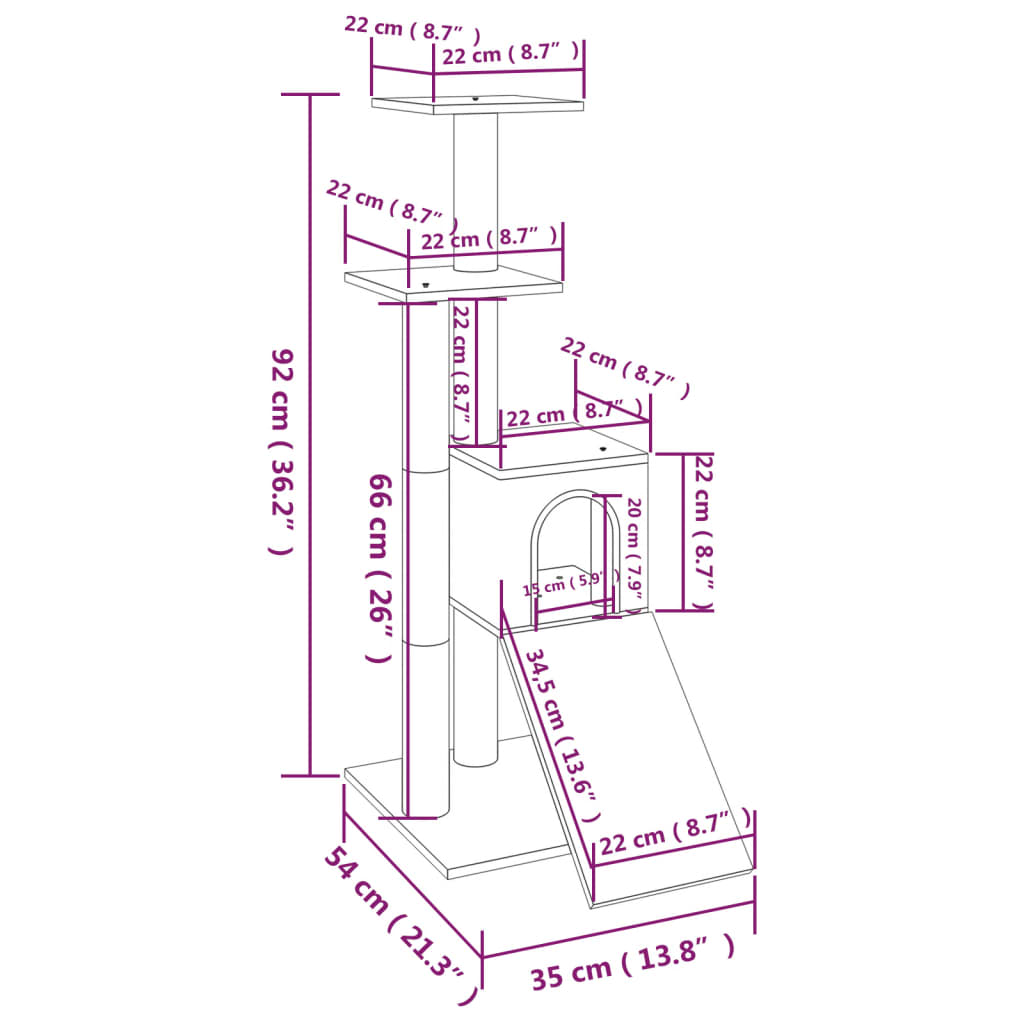 Kissan Kiipeilypuu Sisal- Raapimispylväillä 92 Cm