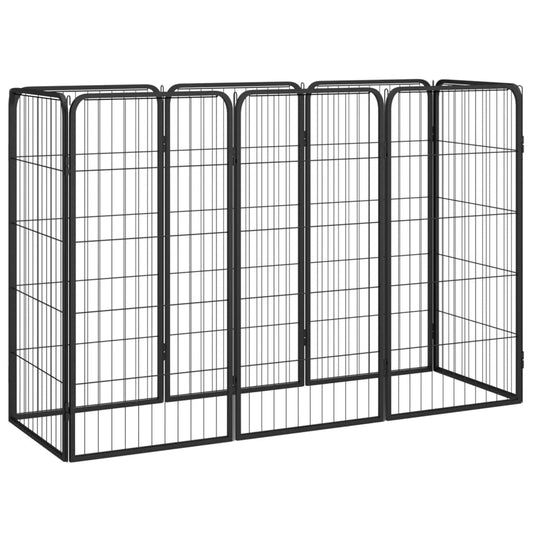 Koiranhäkki 8 Paneelia Musta 50X100 Cm Jauhemaalattu Teräs