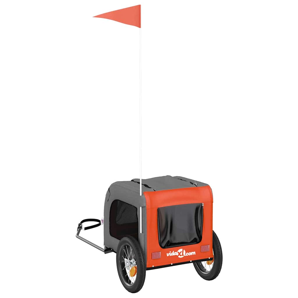 Lemmikkieläinten Pyöräilykärry Oranssi Ja Harmaa