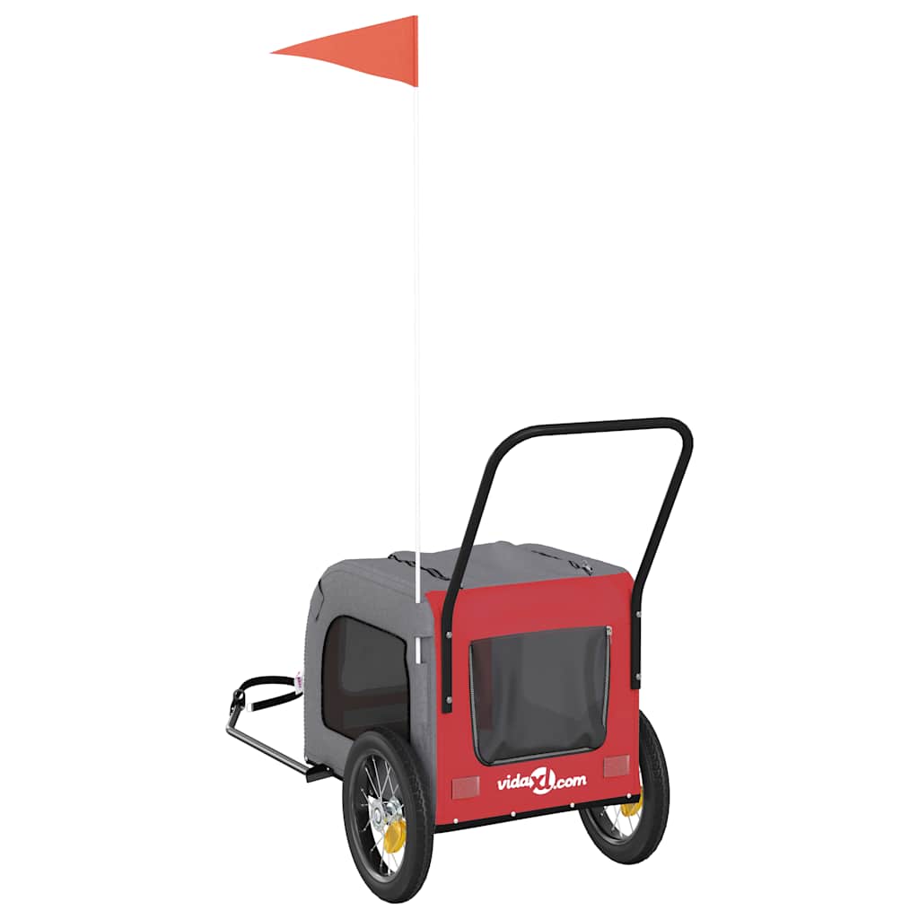 Lemmikkieläinten Pyöräilykärry Punainen Ja Harmaa