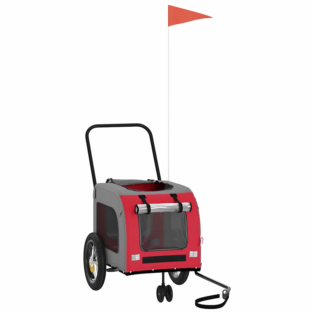 Lemmikkieläinten Pyöräilykärry Punainen Ja Harmaa