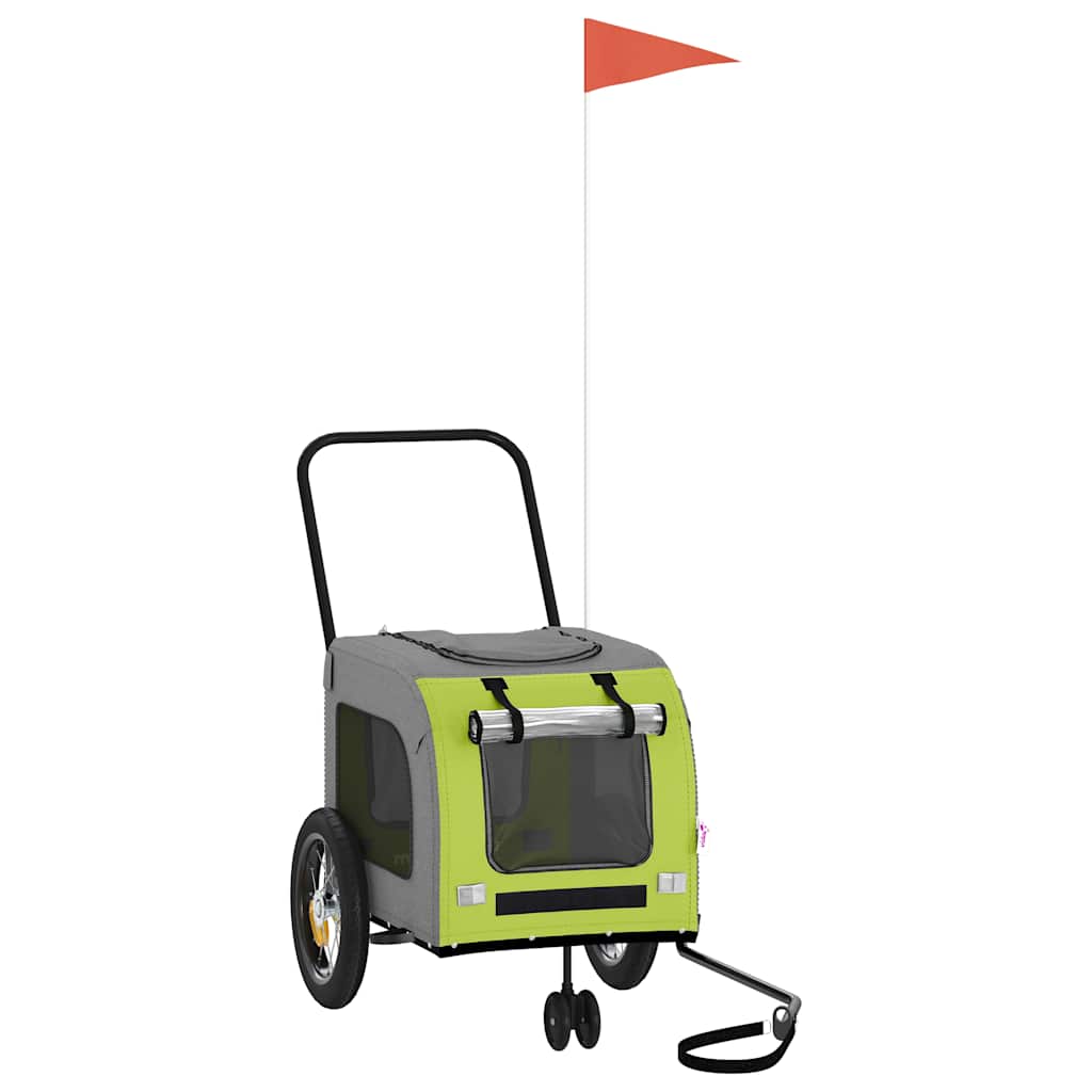 Lemmikkieläinten Pyöräilykärry Säilytystilassa Vihreä Ja Harmaa