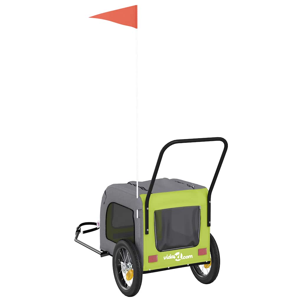 Lemmikkieläinten Pyöräilykärry Säilytystilassa Vihreä Ja Harmaa