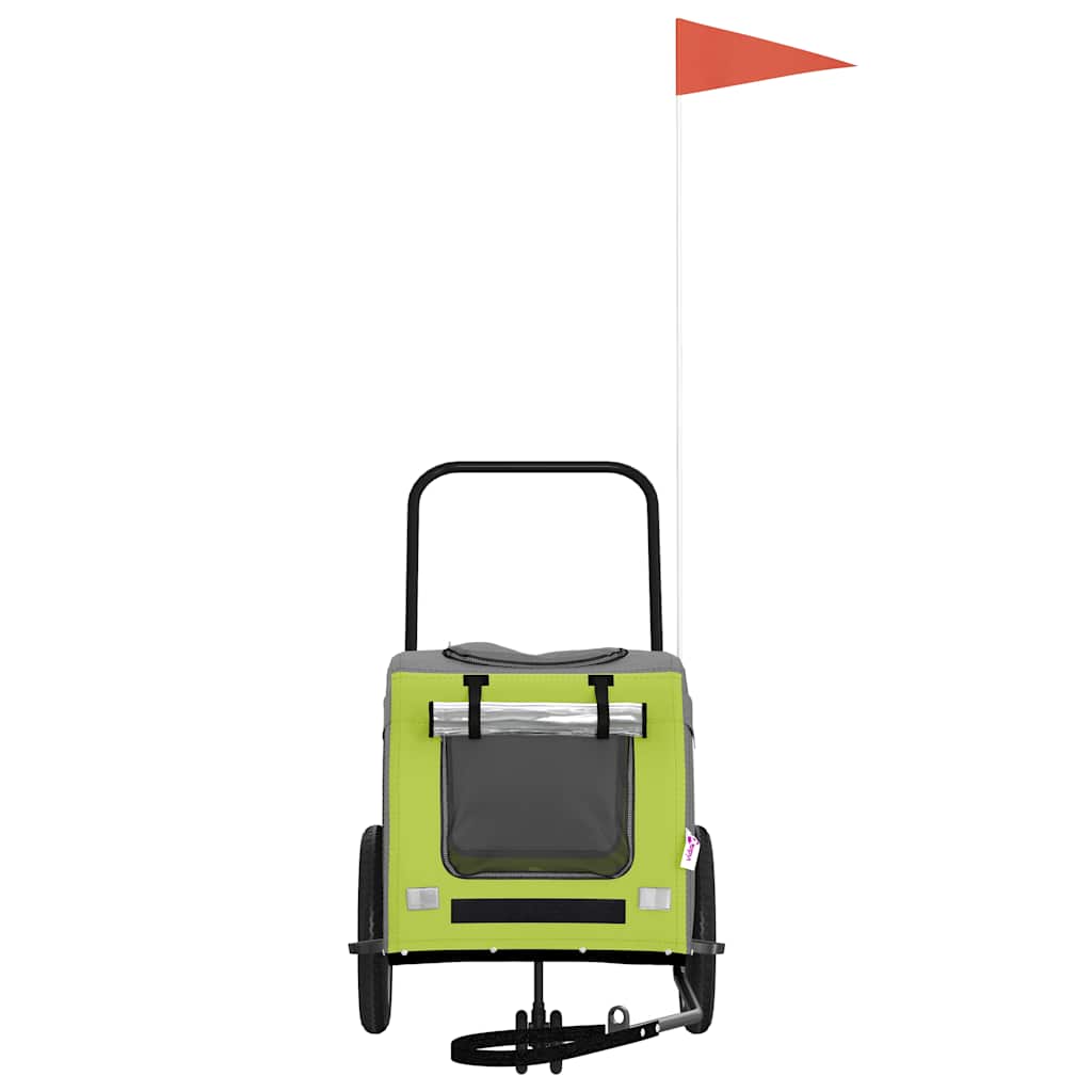 Lemmikkieläinten Pyöräilykärry Säilytystilassa Vihreä Ja Harmaa