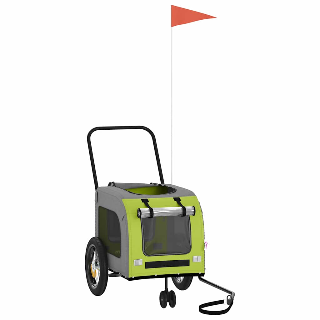 Lemmikkieläinten Pyöräilykärry Säilytystilassa Vihreä Ja Harmaa