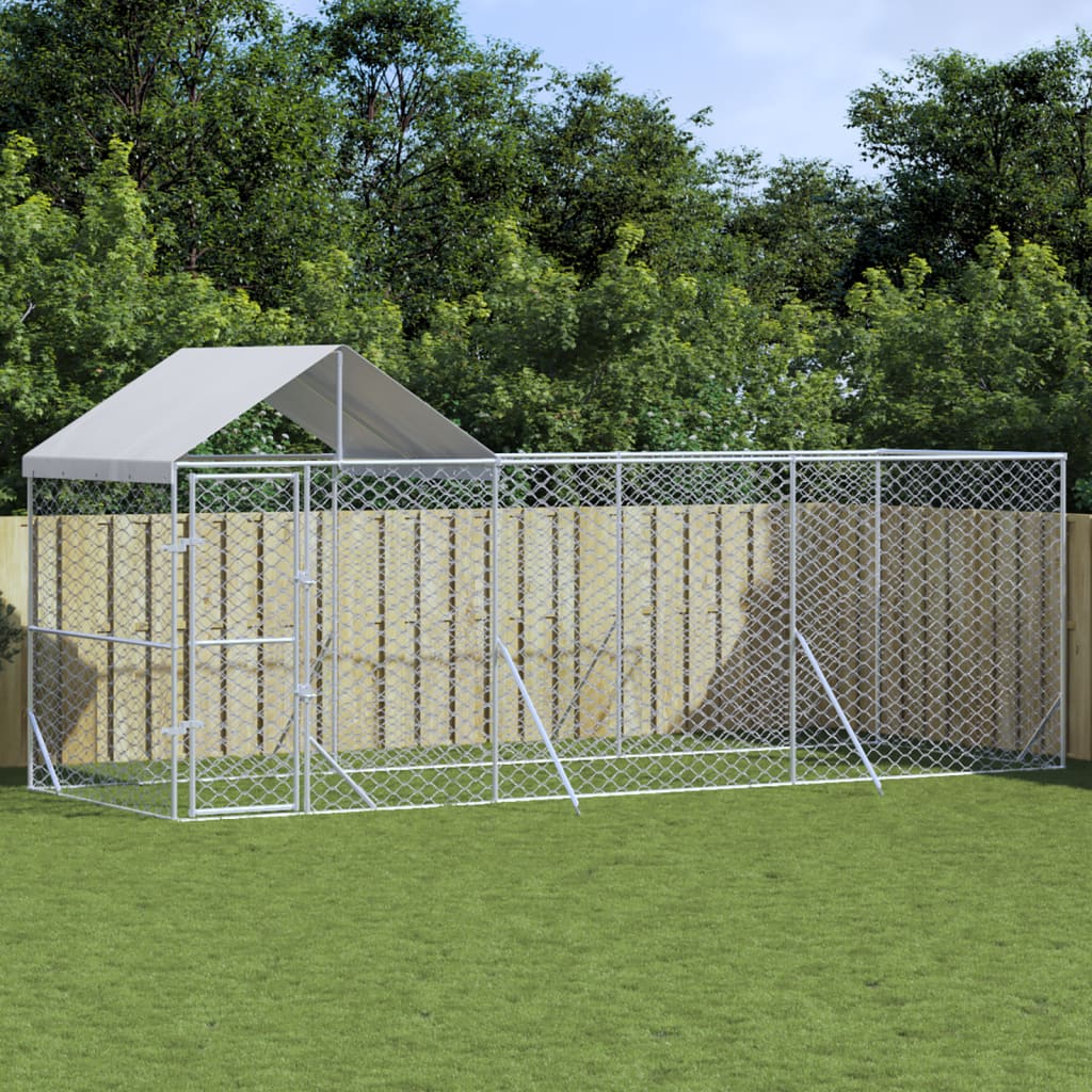 Koiran Ulkohäkki Katolla Hopea 14X2X2,5 M Galvanoitu Teräs