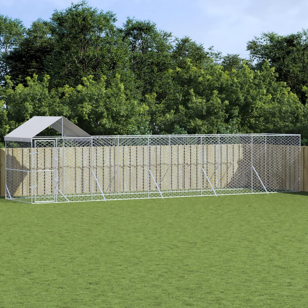 Koiran Ulkohäkki Katolla Hopea 14X2X2,5 M Galvanoitu Teräs