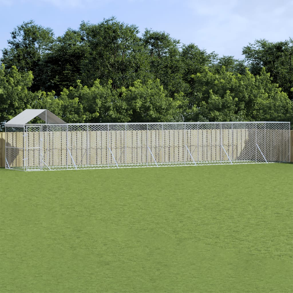 Koiran Ulkohäkki Katolla Hopea 14X2X2,5 M Galvanoitu Teräs
