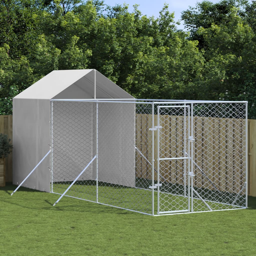 Koiran Ulkohäkki Katolla Hopea 2X2X2,5 M Galvanoitu Teräs