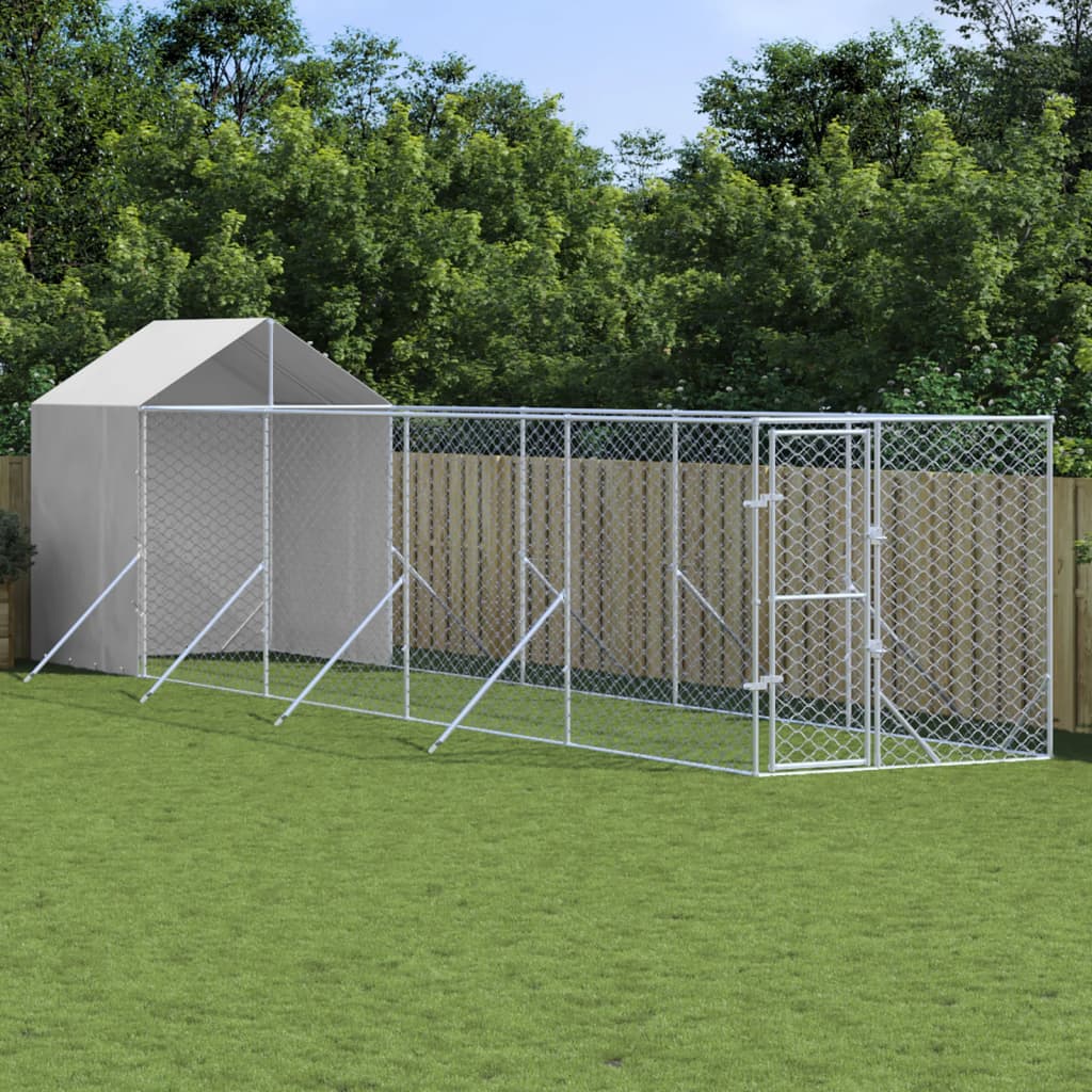 Koiran Ulkohäkki Katolla Hopea 2X2X2,5 M Galvanoitu Teräs