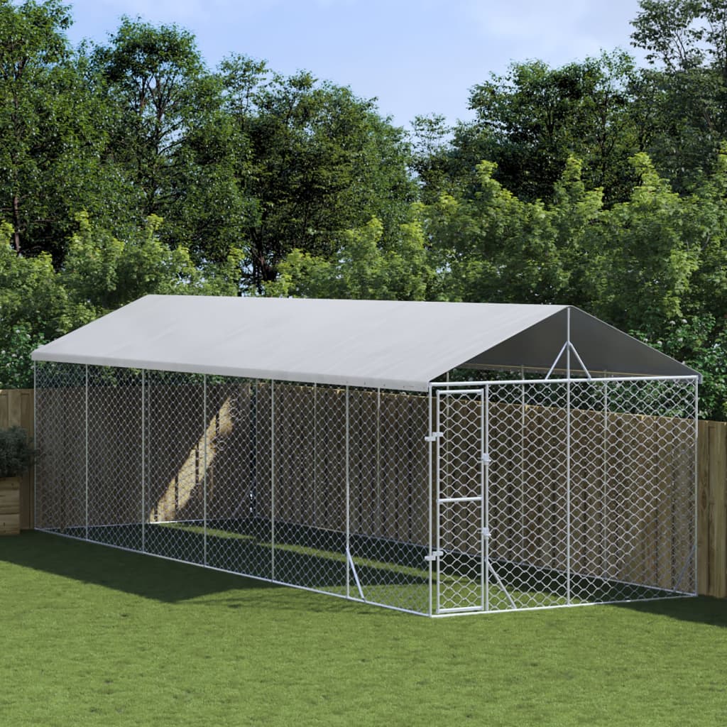Koiran Ulkohäkki Katolla Hopea 3X6X2,5 M Galvanoitu Teräs