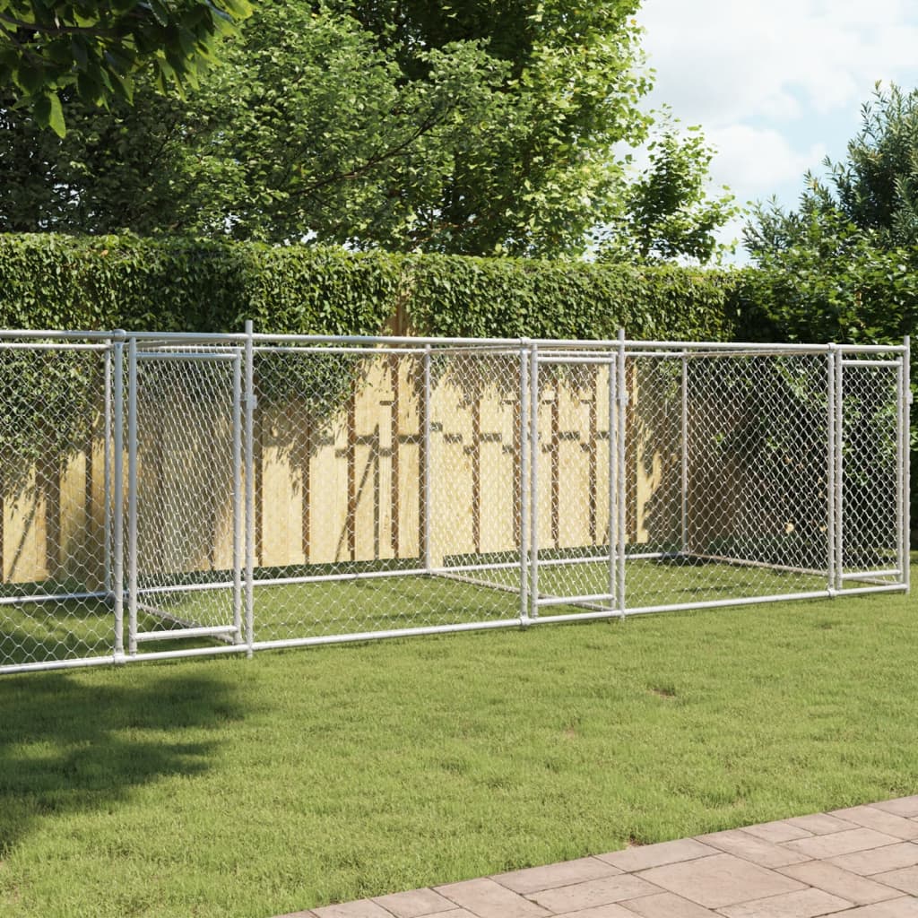 Koiranhäkki Ovella Harmaa 2X2X1,5 M Galvanoitu Teräs