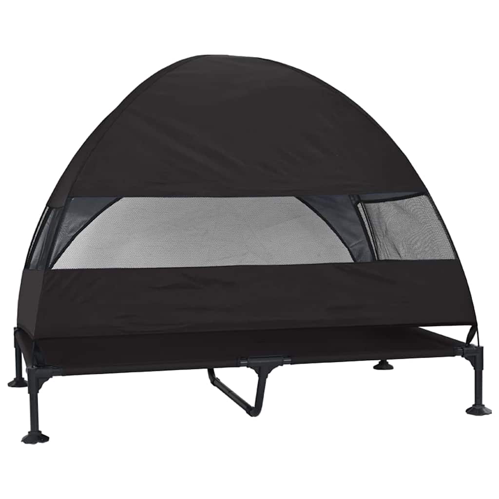 Korotettu Koiranpeti Musta 127 X 81 X 108 Cm Kangas Ja Teräs