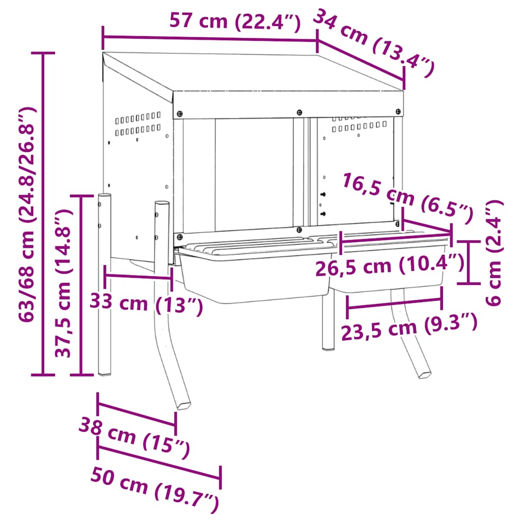 Kanan Pesälaatikko 2 Lokeroa Jaloilla Galvanoitu Teräs