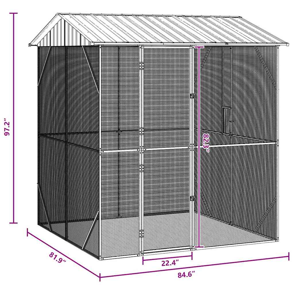 Lintuhäkki Antrasiitti 215 X 208 X 247 Cm Galvanoitu Teräs