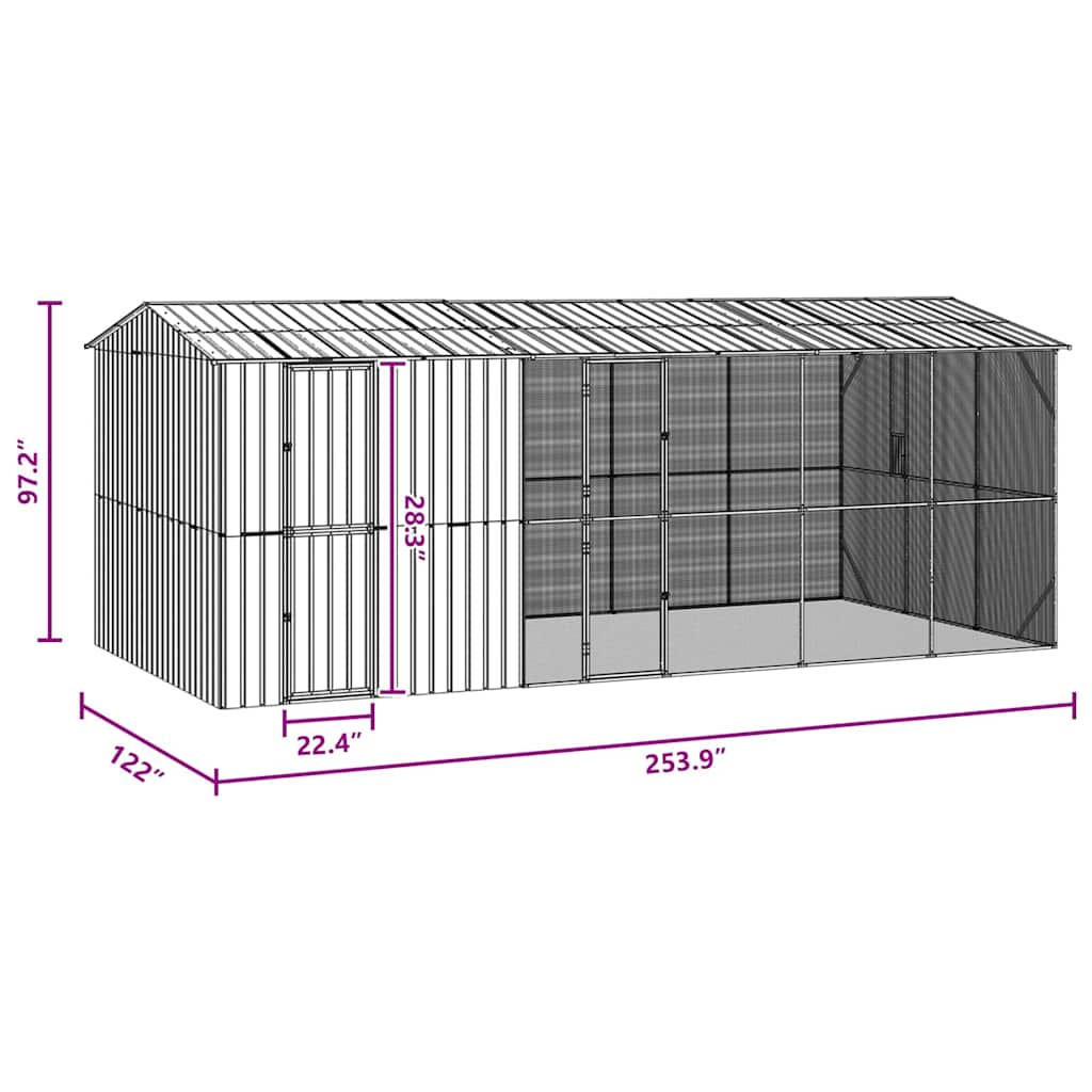 Lintuhäkki Antrasiitti 645 X 310 X 247 Cm Galvanoitu Teräs