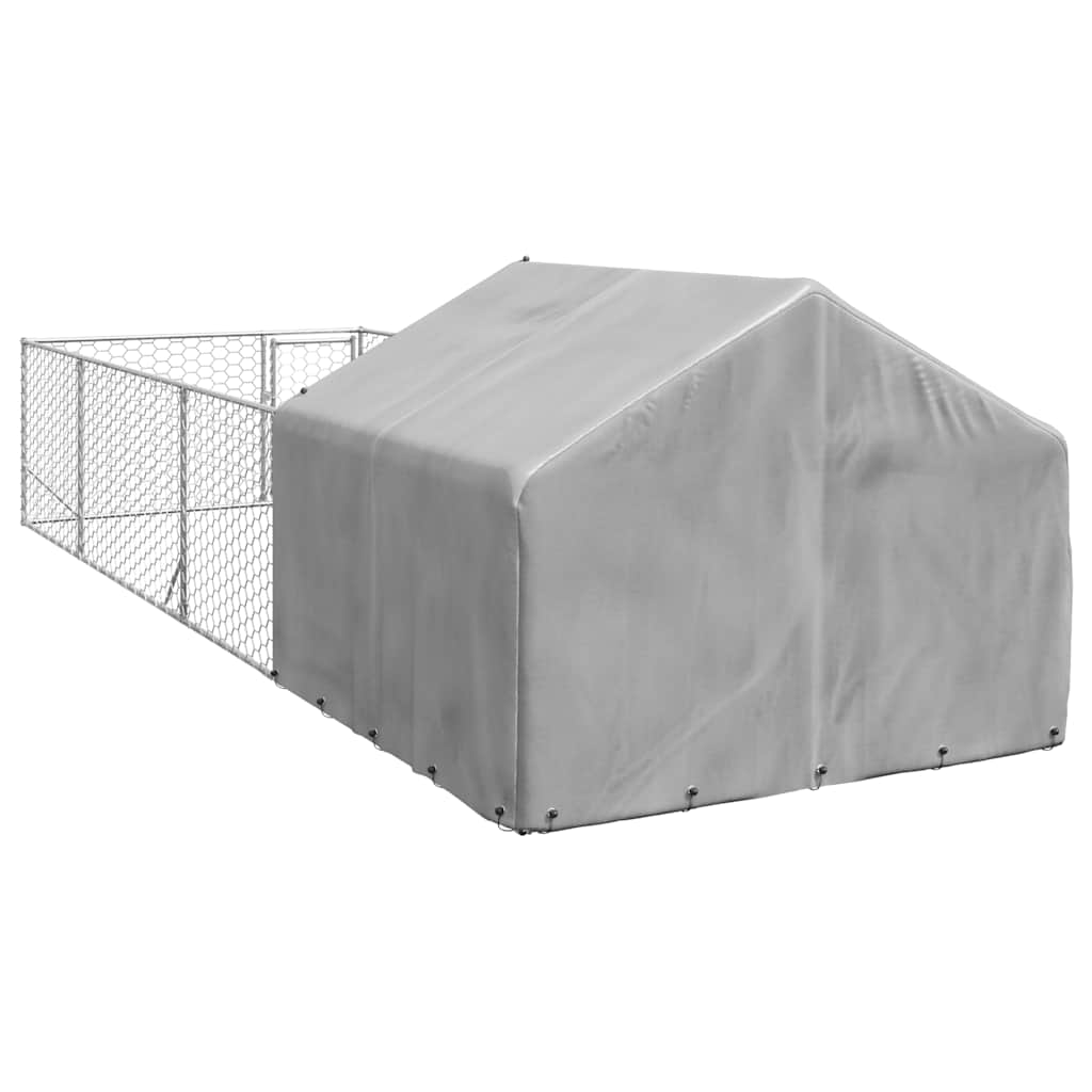 Ulkokoirakennel Juoksun Kanssa 6X2X1,5 M Galvanoitu Teräs