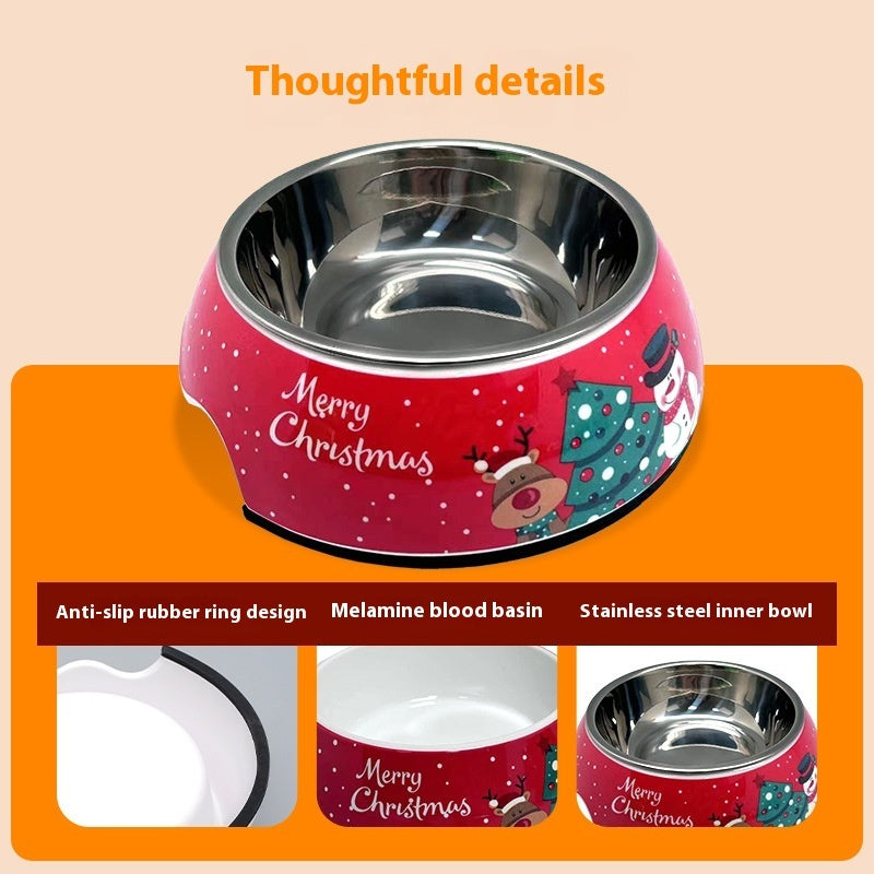 Christmas Pet Bowl Stainless Steel